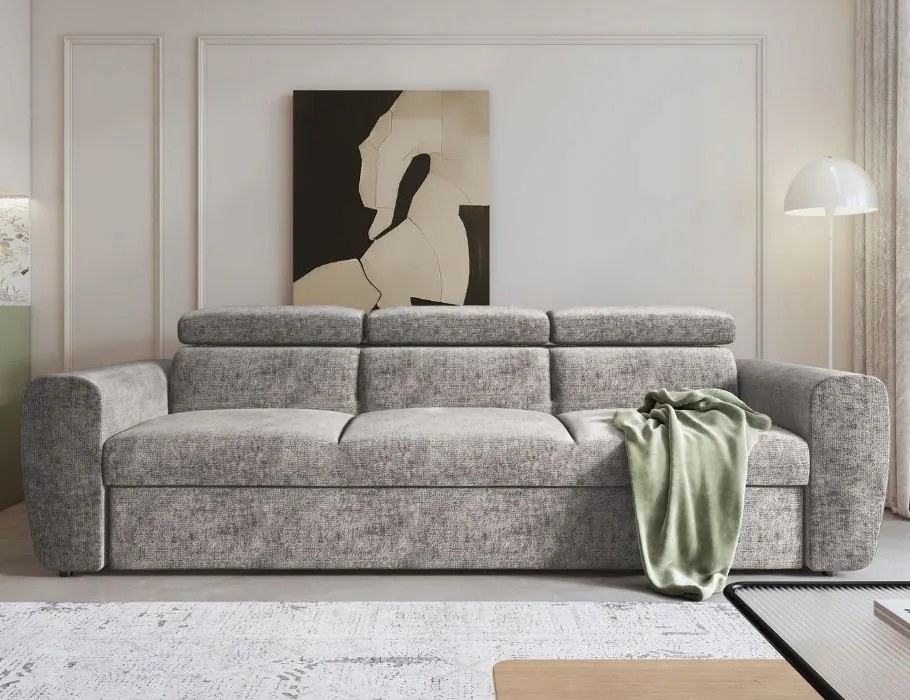 3-miestna pohovka s funkciou spania Napoli, ideálna do obývačky, farba šedá