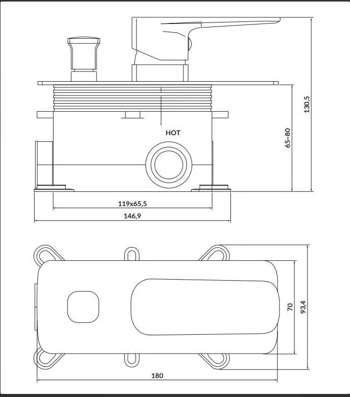 Cersanit Larga, vaňová - sprchová podomietková batéria + Box, čierna matná, S951-373