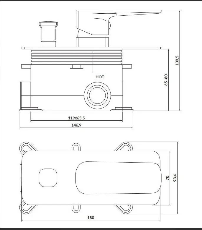 Cersanit Larga, vaňová - sprchová podomietková batéria + Box, čierna matná, S951-373