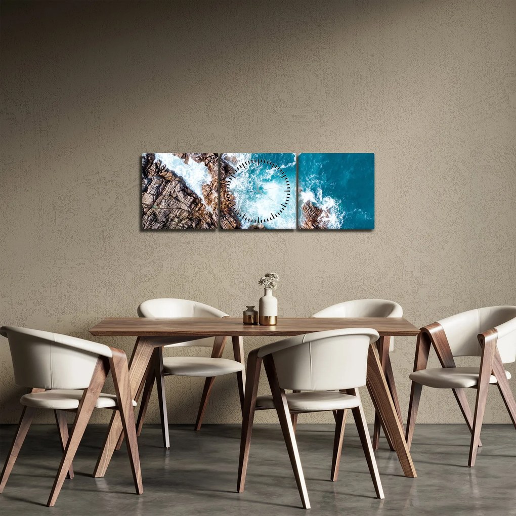Obraz skál a mora (s hodinami) (90x30 cm)