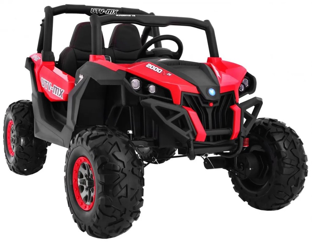 RAMIZ ELEKTRICKÁ AUTÍČKO JEEP UTV - MX - ČERVENÁ - 4X4 MOTOR - 4x45W BATÉRIA - 2 x 12V/7Ah - 2023