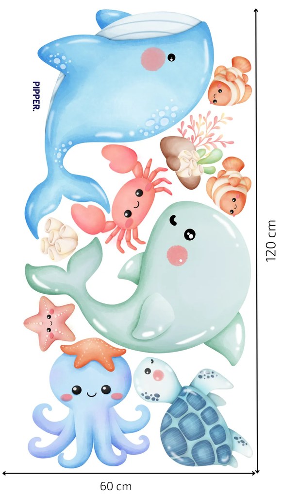 60x120cm Baby morský svet - textilná nálepka na stenu