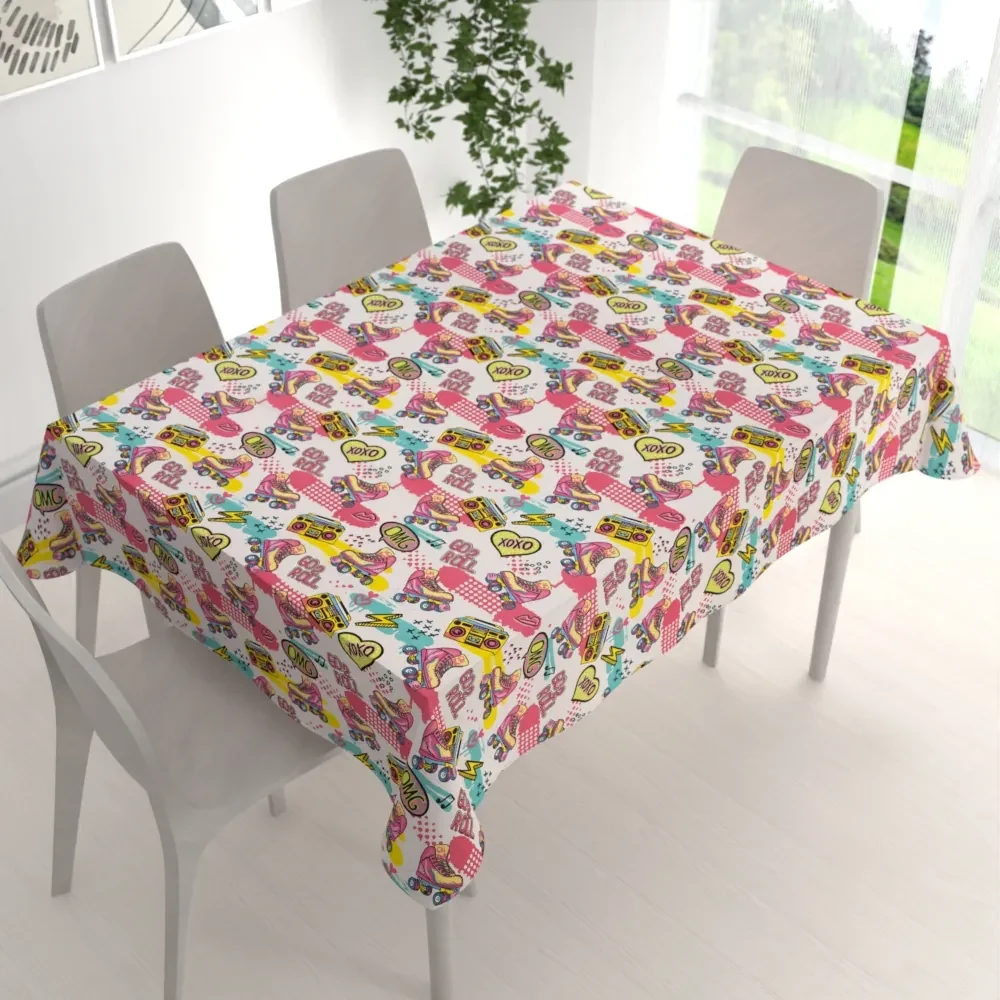 Biante Detský bavlnený obdĺžnikový obrus Sandra SA-604 Ružový retro štýl 100x160 cm
