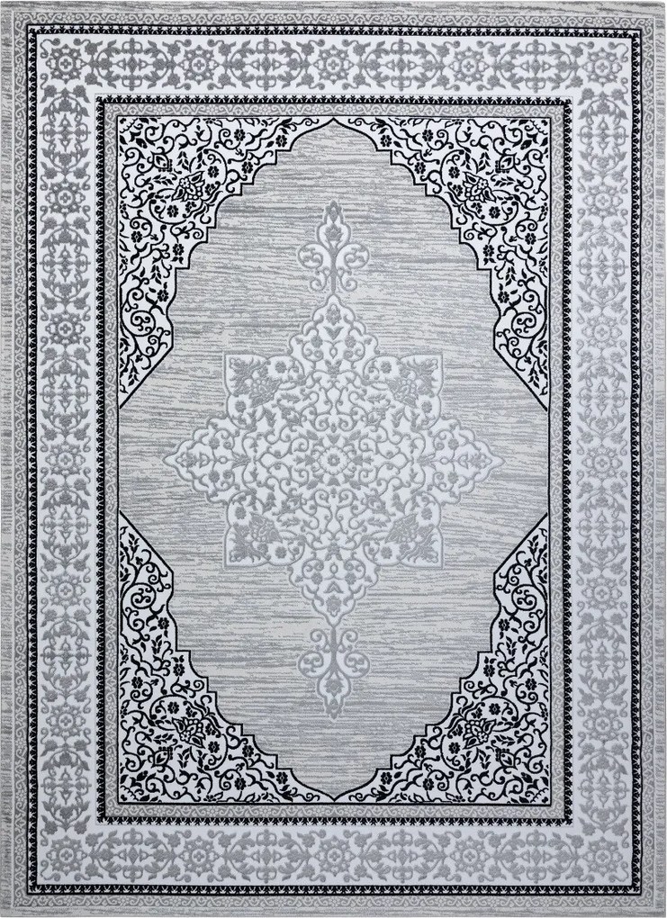 Dywany Łuszczów, AKCIA: 80x150 cm Kusový koberec Gloss 8490 52 Ornament ivory/grey, šedá, chodba / predsieň