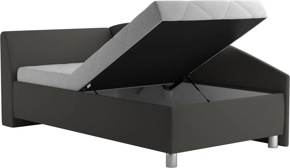 Rohová posteľ Andrew ľavá 110x200 cm, tmavo šedá látka