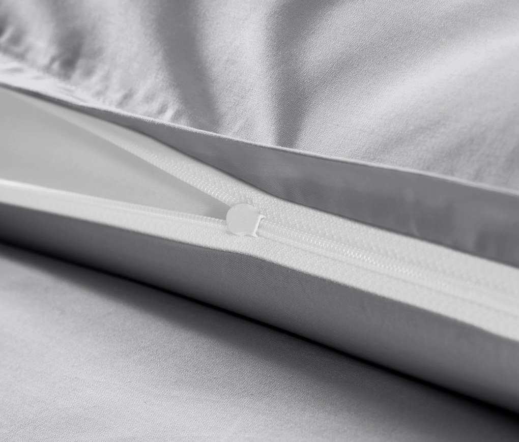 Posteľná bielizeň z bavlny a saténu, sivá, štandardná veľkosť