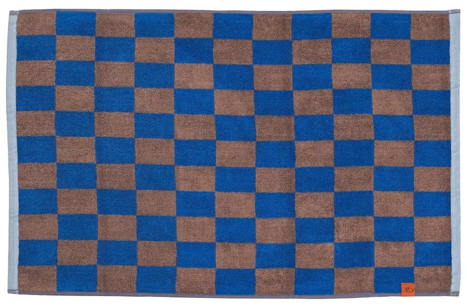 Modro-hnedá kúpeľňová predložka z bio bavlny 50x80 cm Retro – Mette Ditmer Denmark