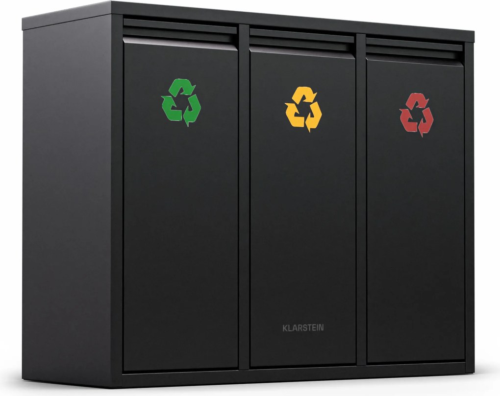 Klarstein Ordnungshüter 3, odpadkový kôš, 45 litrov, 3 recyklačné koše, nástenná inštalácia
