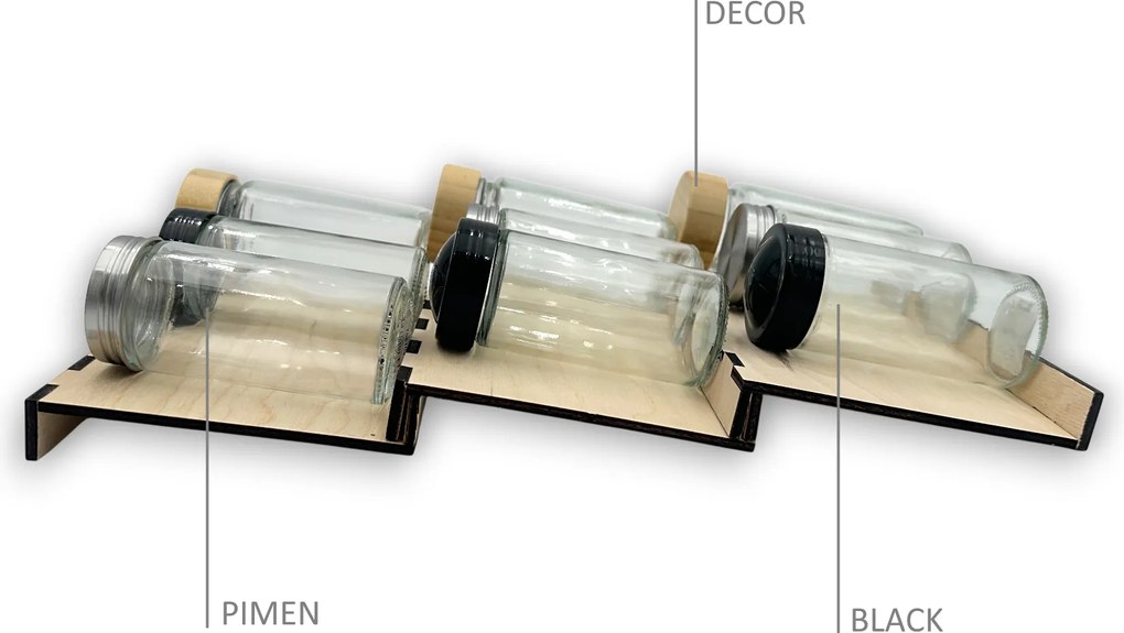 Orion Sada 16ks koreničiek PIMEN 80ml + 4ks organizér na koreničky VASKY (nízky) + sada 24ks štítkov