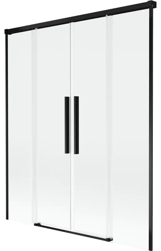 Mexen Rox, 2-krídlová posuvná vaňová zástena 150 x 150 cm, 8mm číre sklo, čierny matný profil, 8C9-150-002-70-00