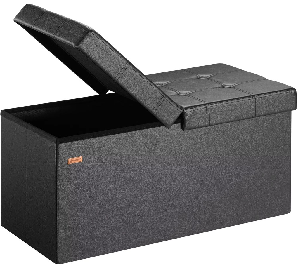 InternetovaZahrada Úložná lavica s výklopným vekom 76x38x38 cm - čierna