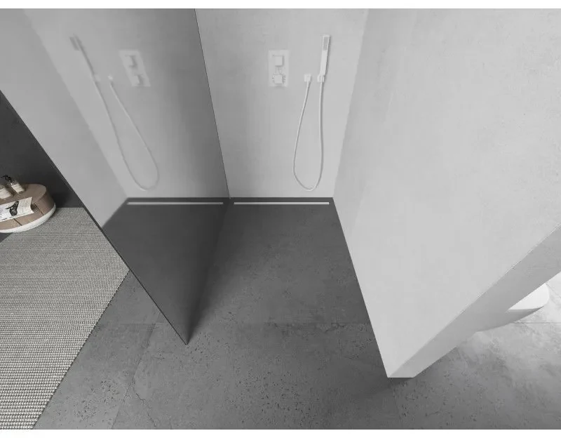 Mexen Kioto L, sprchová zástena Walk-In 90 x 200 cm, 8mm sklo vzor zrkadlo, biely profil, 800-090-103-20-50