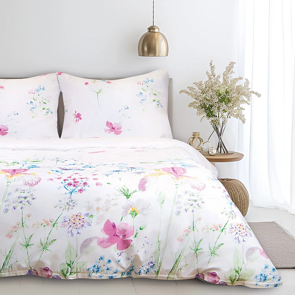 BAVLNENÉ OBLIEČKY COTTONLOVE 160X200 CM, 2KS 70X80 CM KVETY