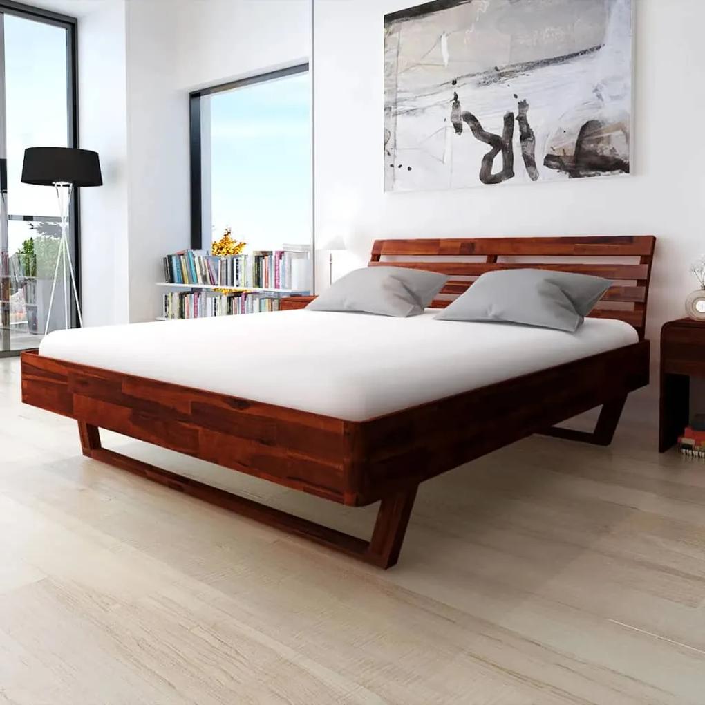 vidaXL Rám postele s 2 nočnými stolíkmi, akáciové drevo, 180x200 cm