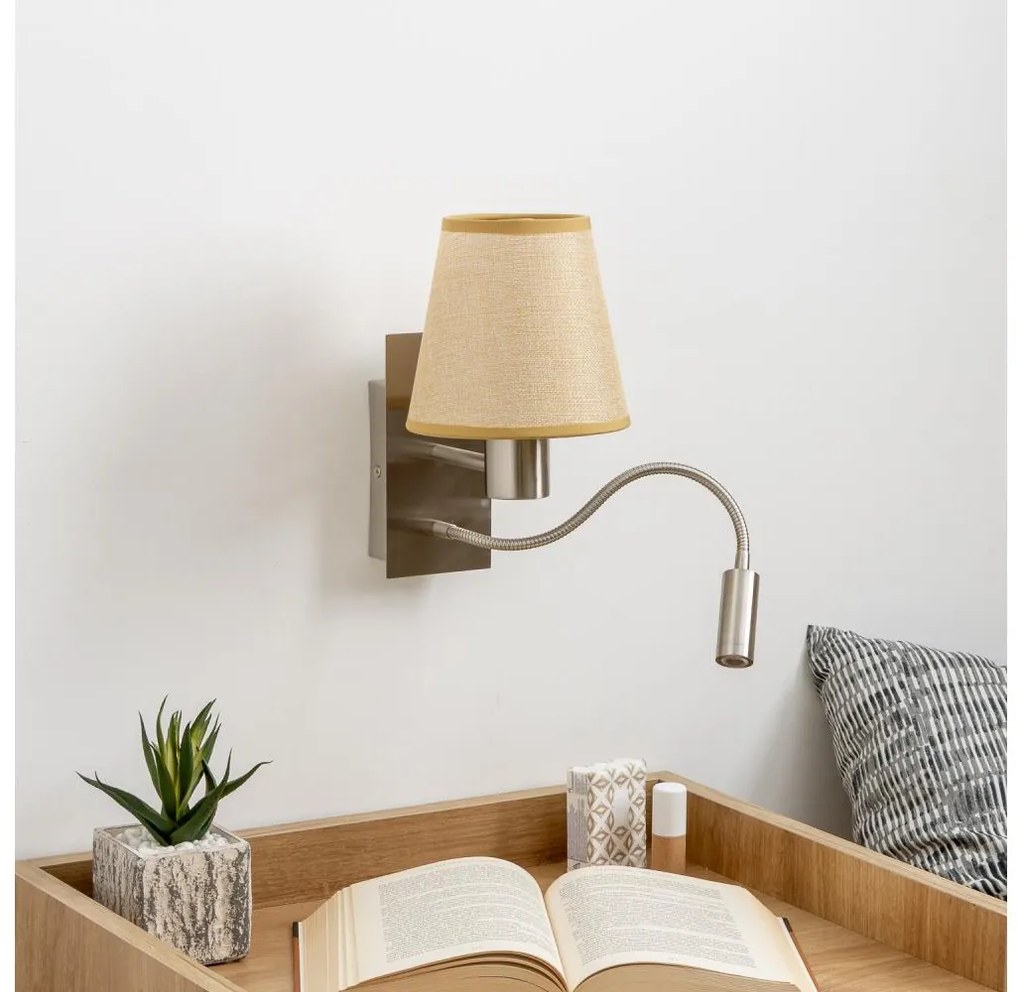 Brilagi - LED Nástenná lampa NUBILA 1xE27/25W/230V+LED/3W chróm/svetlohnedá