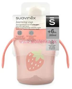 SUAVINEX - nerozlitný hrnček GO NATURAL 200 ml - ružová jahoda