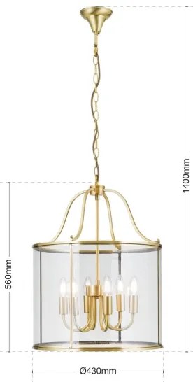 Orion - Luster na reťazi BRUNO 6xE14/40W/230V priemer 43 cm zlatý