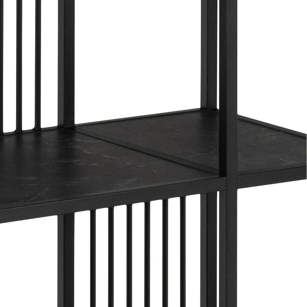 Čierna knižnica v dekore kameňa 85x185 cm Strington – Actona