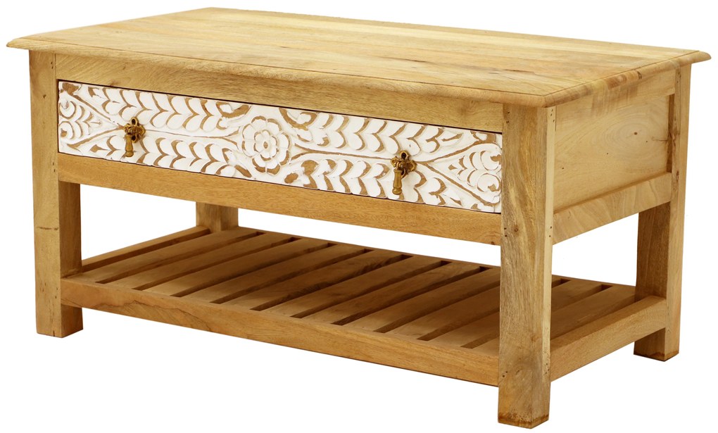 furniture-nabytek.cz - Rustikální konferenční stolek z masivu mango 90x45x60