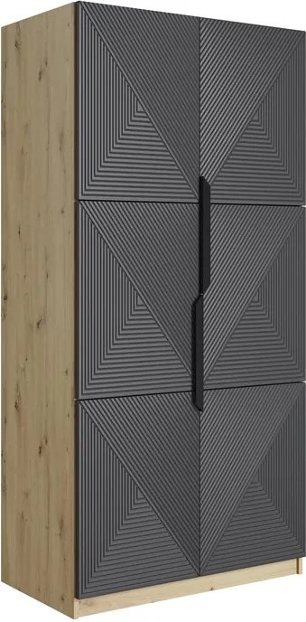 Skriňa Asha 100 cm - artisan / rivier stone mat / čierne úchytky
