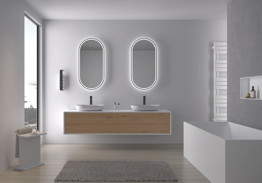 Cerano Alto, LED kúpeľňové 40x60 cm, kovový rám, čierna matná, CER-CER-NT8144G-40X60