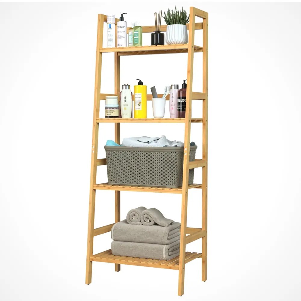 Bambusový regál ZOJA, 4 police, 48x32x123cm, hnedá Casaria