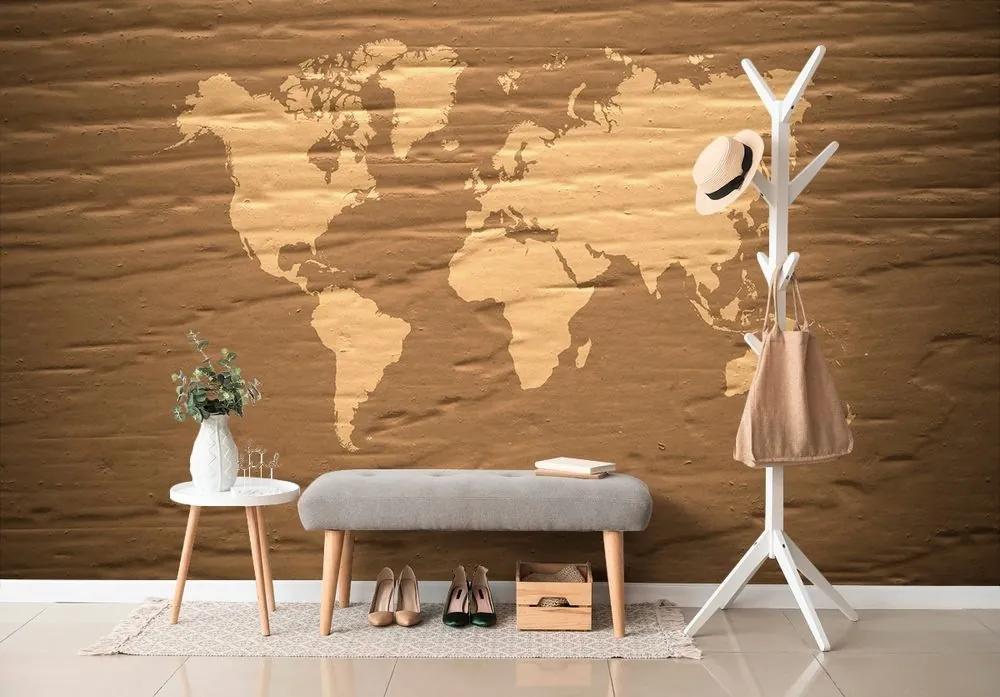 Samolepiaca tapeta hnedá mapa sveta - 150x100