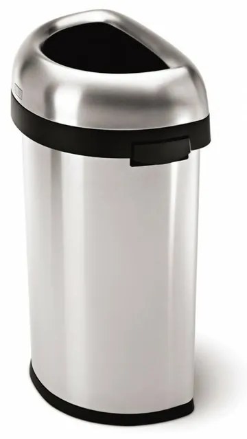 Pologuľatý otvorený kôš 60 l, matná oceľ, nerez