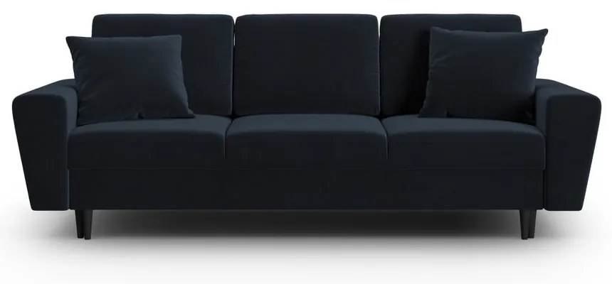 Tmavomodrá zamatová rozkladacia/s úložným priestorom pohovka 235 cm Kyoto – Cosmopolitan Design