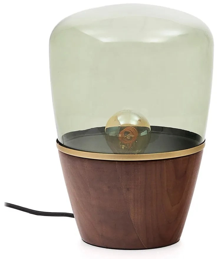 Zelená/v tmavoprírodnej farbe stolová lampa so skleneným tienidlom (výška 30 cm) Silex – Kave Home