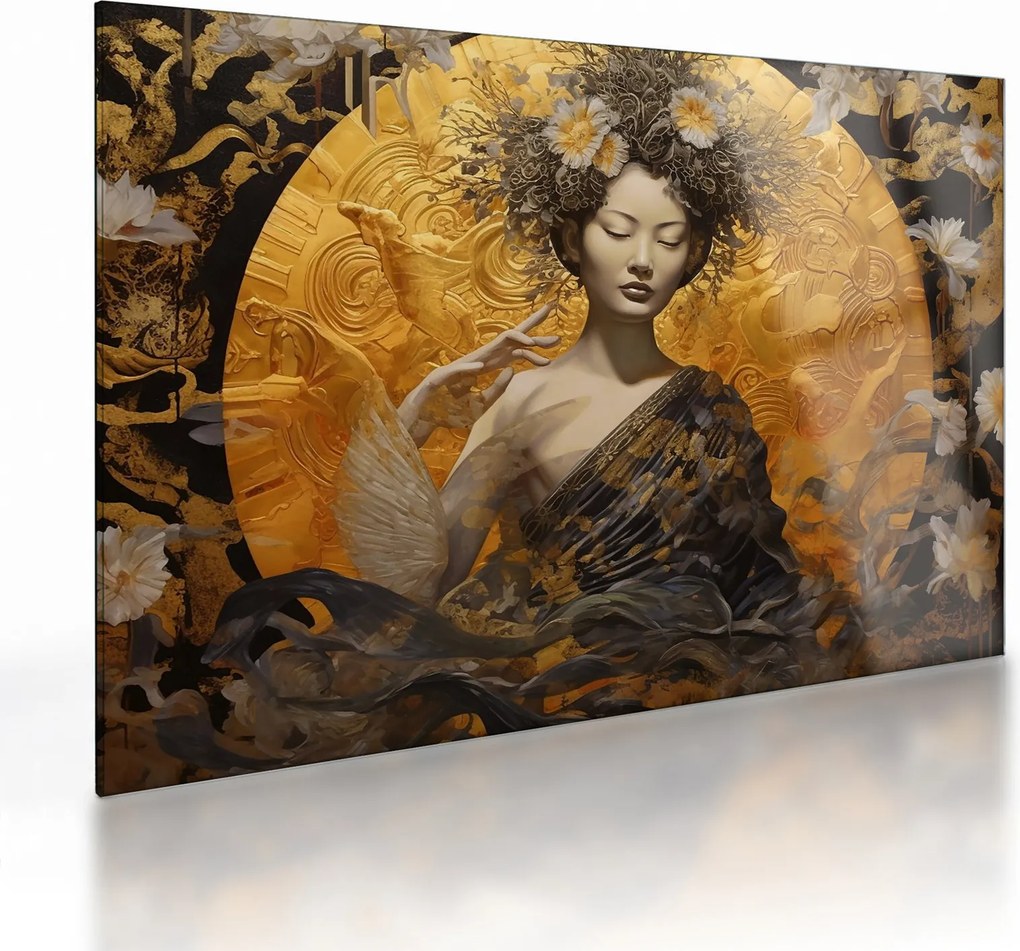 Sklenený obraz - Japonská dáma (70x50 cm)