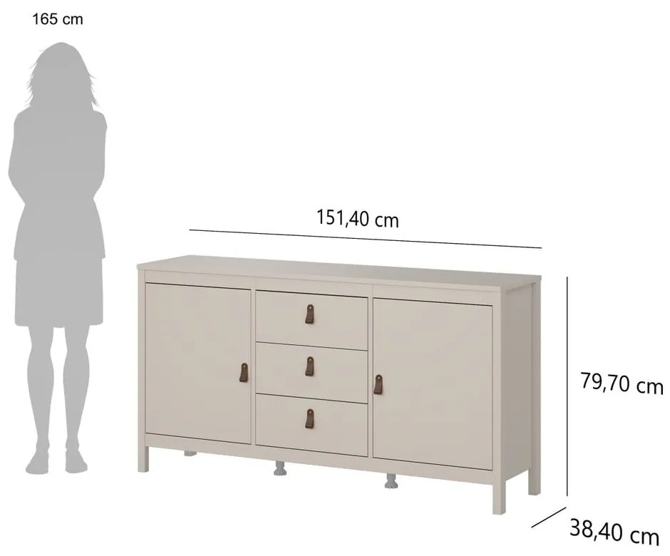 Sivobéžová komoda 152x80x38 cm Madrid – Tvilum