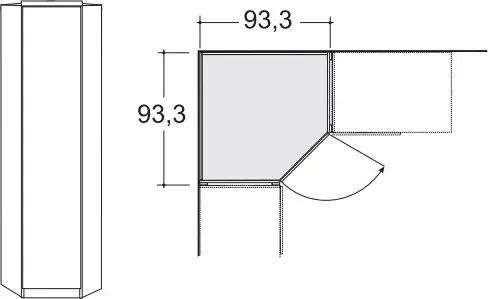 Rohová šatníkova skriňa Luxor 93/93 cm, polárny smrekovec