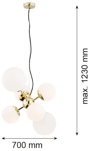 Argon 2532 - Luster na lanku SATELITE 6xE27/15W/230V zlatá