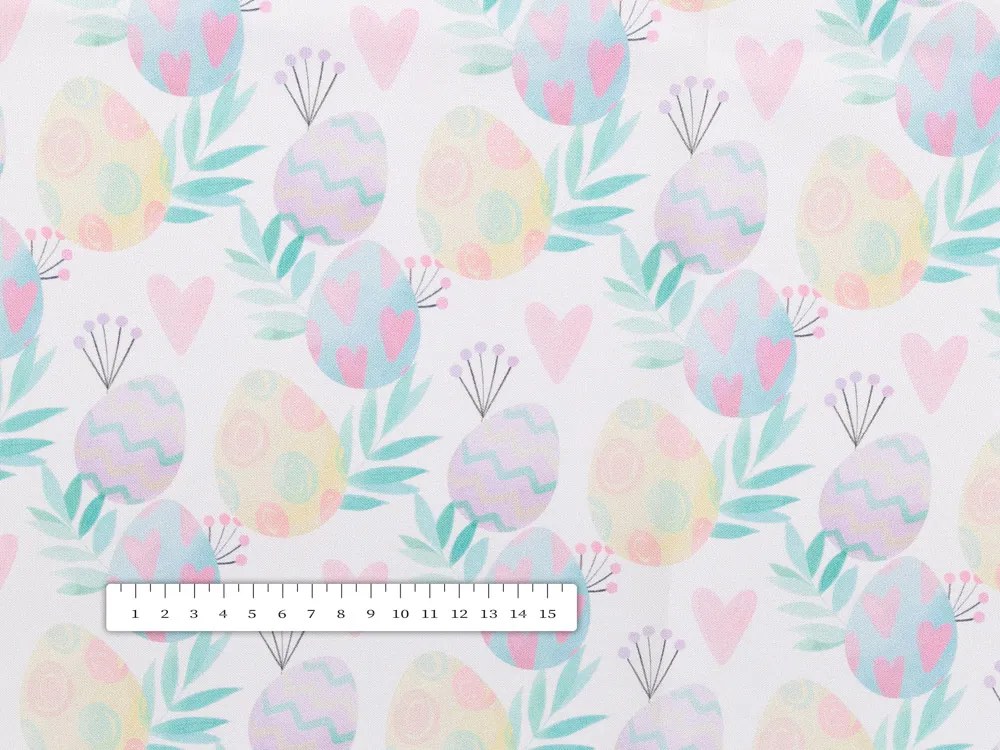 Biante Veľkonočný teflónový štvorcový obrus TF-073 Pastelové kraslice na bielom 140x140 cm