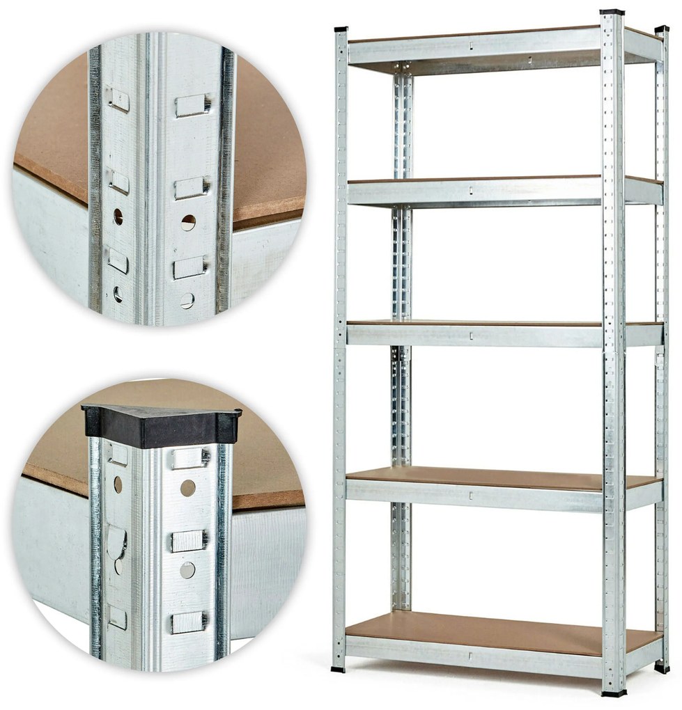 ModernHome Úložný regál 205x120x45 cm - 5 políc, pozinkovaná oceľ , 875 kg ModernHome