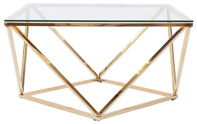 Tutumi Tutumi, sklenený konferenčný stolík Glamour 80x80x45 CS-14G, zlatá, KRZ-06585