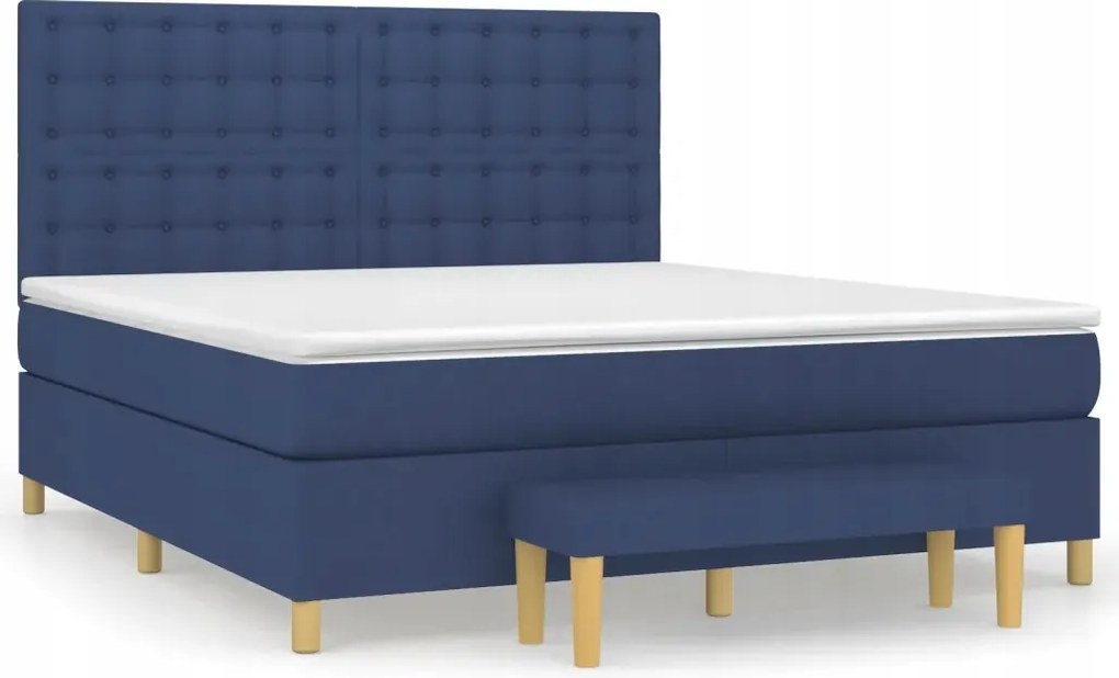 vidaXL Kontinentálna posteľ s matracom, modrá, látka, 180 x 200 cm