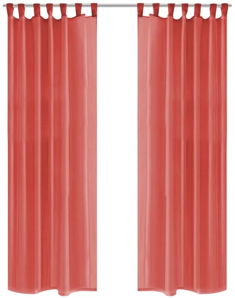 vidaXL Záves z látky voál, 2 ks, 140 x 225 cm, červený