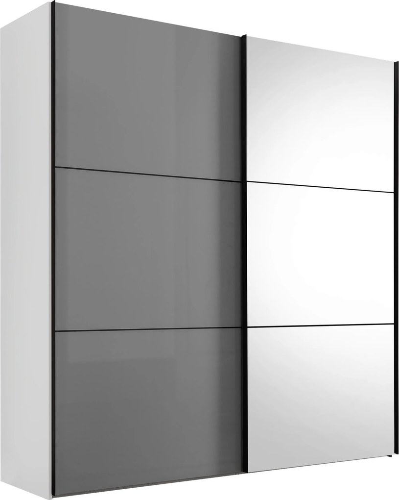 XXXLutz ŠAT. SKRIŇA S POSUV. DVERAMI, biela, svetlosivá, 200/222/68 cm Moderano - Skrine - 000531006089