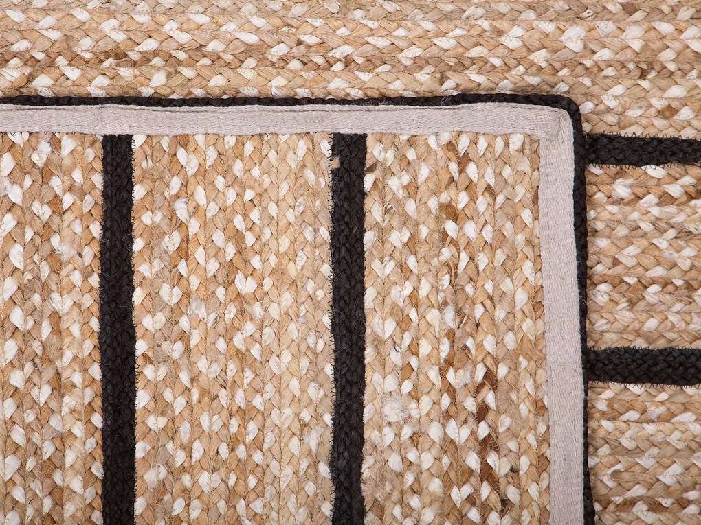 Jutový koberec 80 x 150 cm béžová/čierna KARADONA Beliani