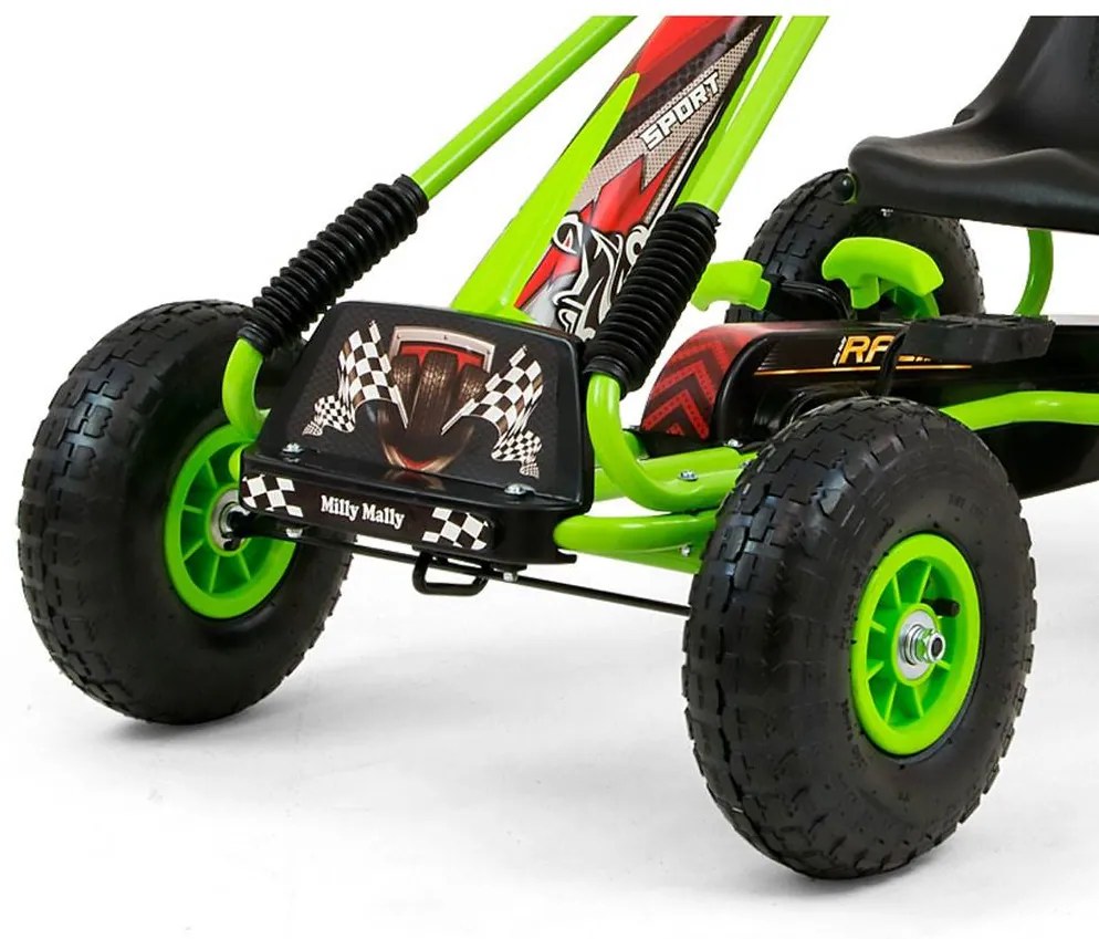Detská šliapacia motokára Go-kart Milly Mally Thor zelená