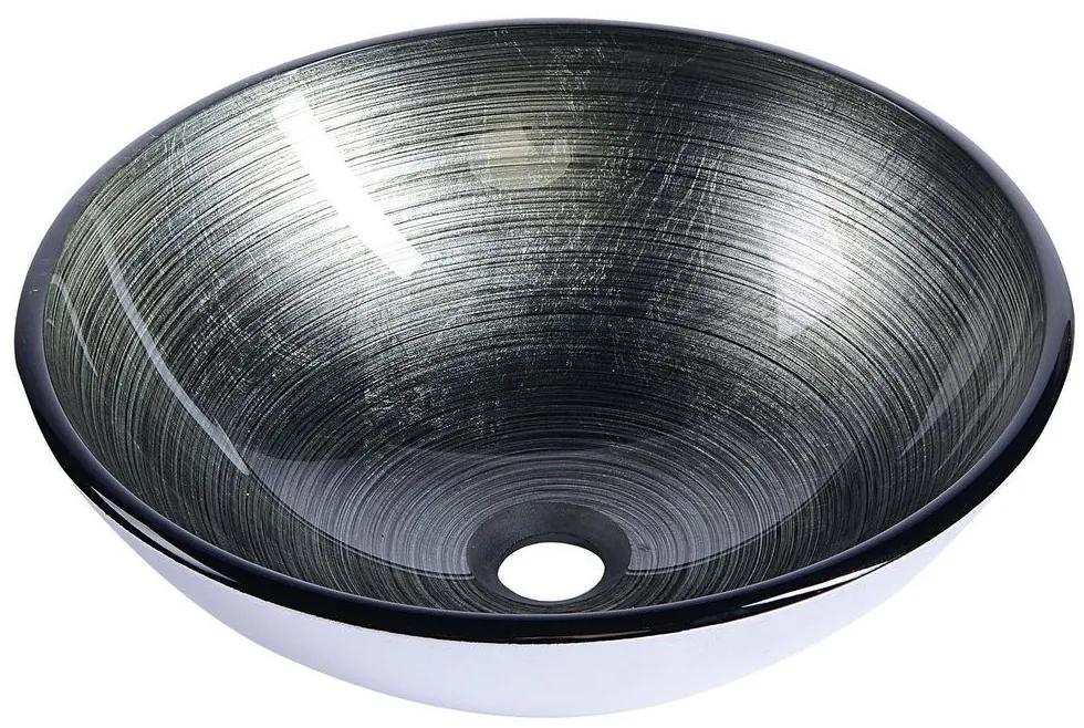 Sapho, DAMAR sklenené umývadlo priemer 42 cm, tmavo šedá/strieborna, 2501-20