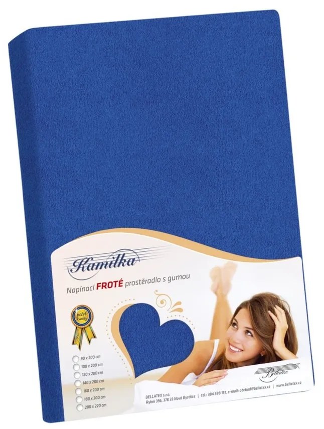 Bellatex Froté prestieradlo Kamilka tmavomodrá, 200 x 220 cm