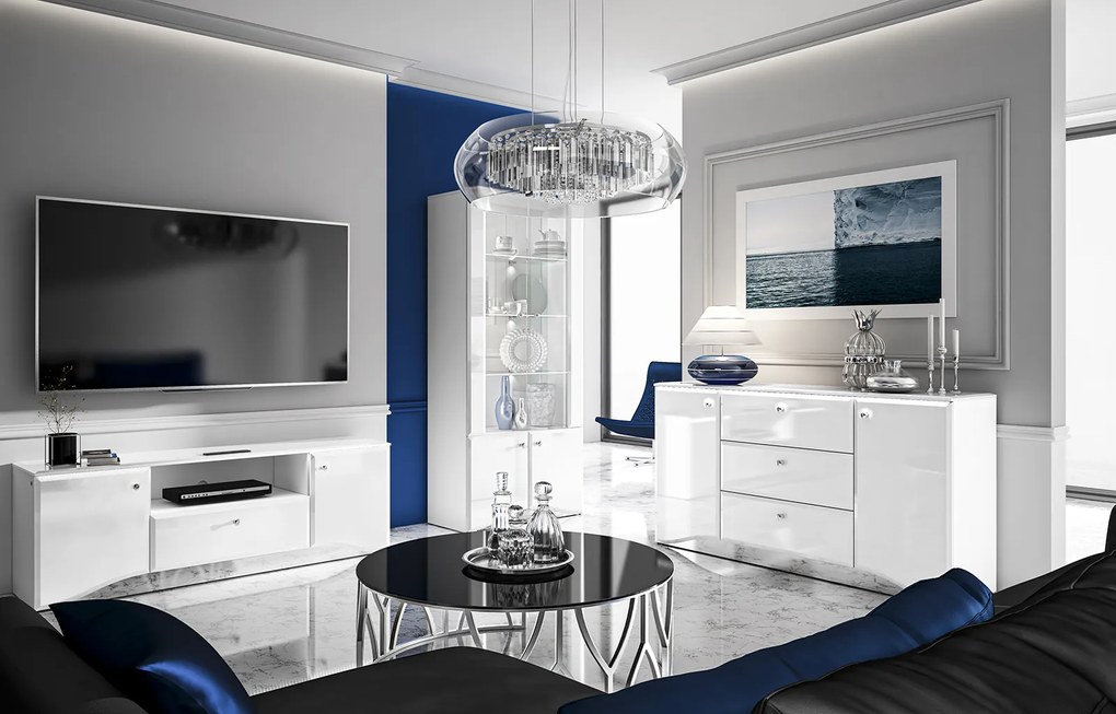 KOMODA CRISTINE BIELY LESK + ZRKADLO 160 cm