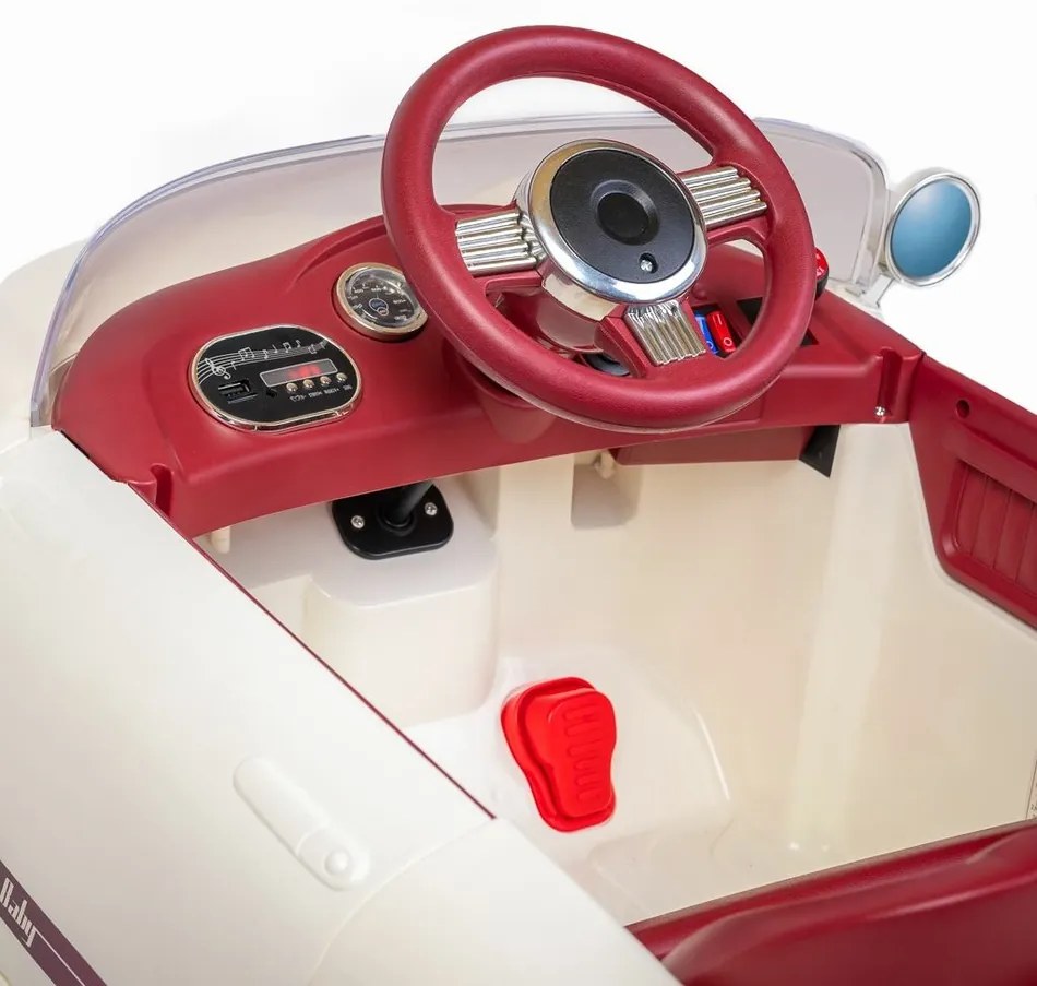 Baby Mix Detské elektrické autíčko Retro Pearl, biela