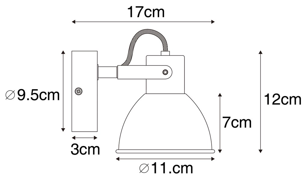 Priemyselný reflektor čierny s dreveným sklonom - Tommy