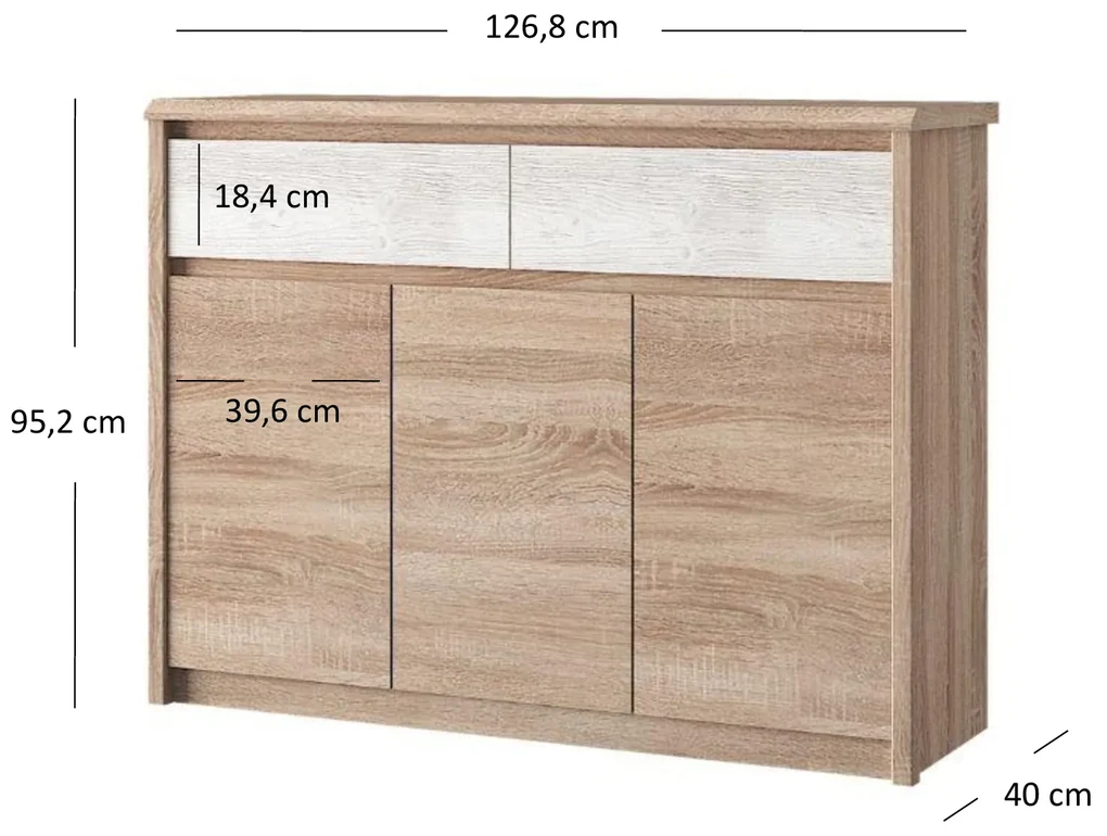 Komoda Soledad (dub sonoma). Vlastná spoľahlivá doprava až k Vám domov. 1053235