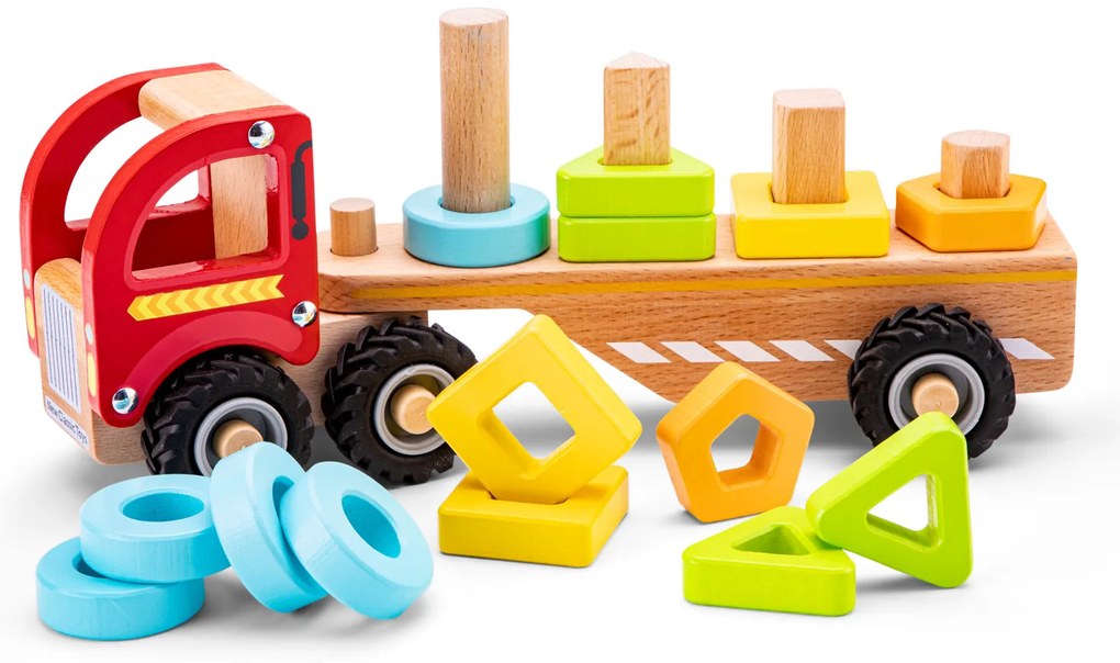 Drevený triediaci a stohovací kamión