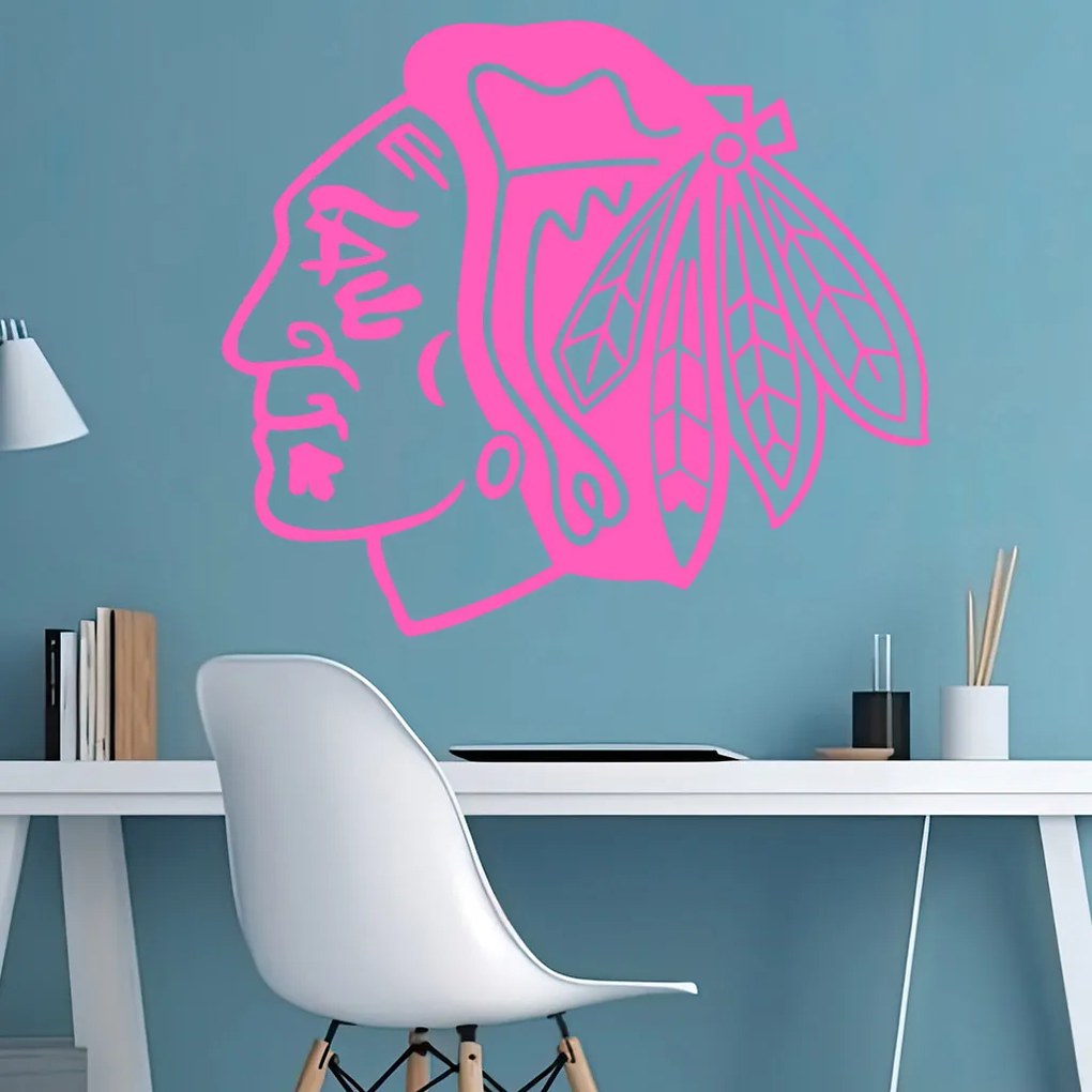 Veselá Stena Samolepka Hokejový tím Chicago Blackhawks Farba: bílá, Veľkosť: 60 x 52 cm
